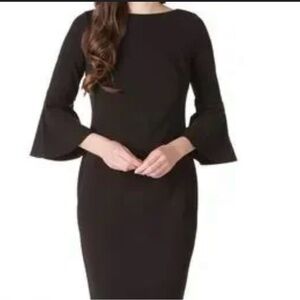 Calvin Klein size 6 woman Black Sheath Dress with Bell Sleeves